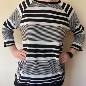 Black and Grey Striped Women's Top